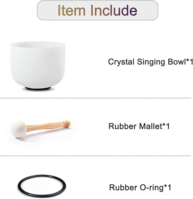 432HZ 12 Inch C Note Root Chakra Frosted Quartz Crystal Singing Bowl Meditation Therapy Sound Healing Instrument Sound Bath Bowl with Mallet and O-ring