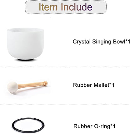 432HZ 12 Inch C Note Root Chakra Frosted Quartz Crystal Singing Bowl Meditation Therapy Sound Healing Instrument Sound Bath Bowl with Mallet and O-ring