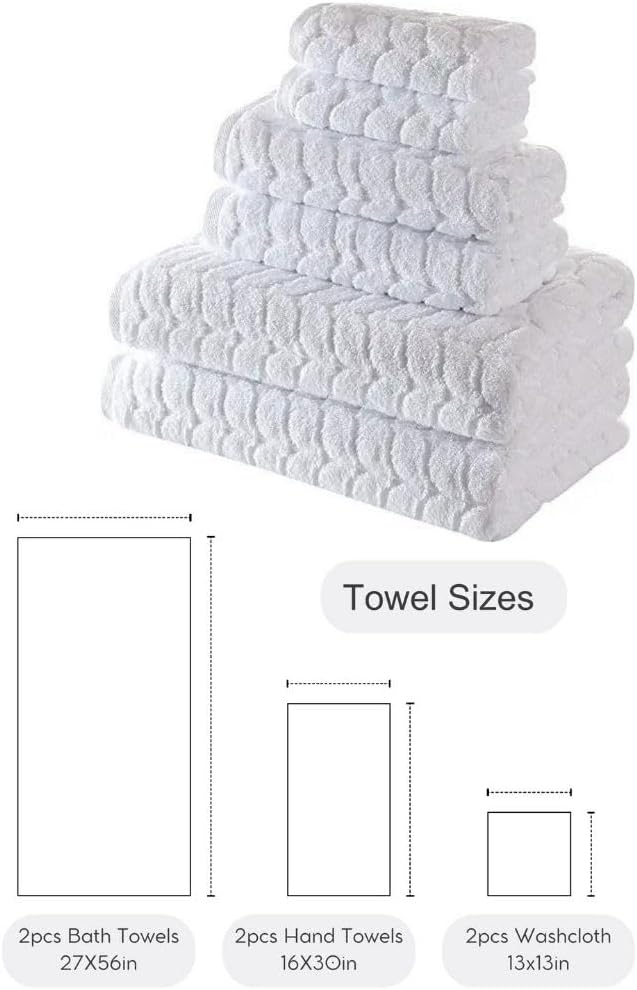 BAGNO MILANO Turkish Bath Towels, Soft Plush Jacquard Luxury Bath Towels, Quick Dry Towel Set (Lavender, 6 pcs Towel Set)