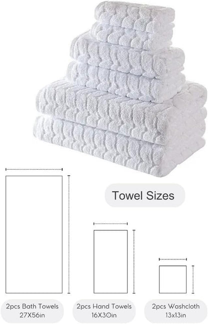 BAGNO MILANO Turkish Bath Towels, Soft Plush Jacquard Luxury Bath Towels, Quick Dry Towel Set (Lavender, 6 pcs Towel Set)