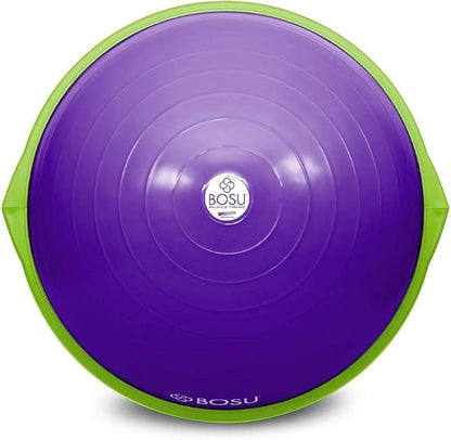 Bosu Balance Ball Exercise Trainer, Home Gym Equipment w/ Guided Workouts & Pump, 26", Blue - Inflatable Fitness Platform for Strength Training, Standing, Balancing, and Core Workout