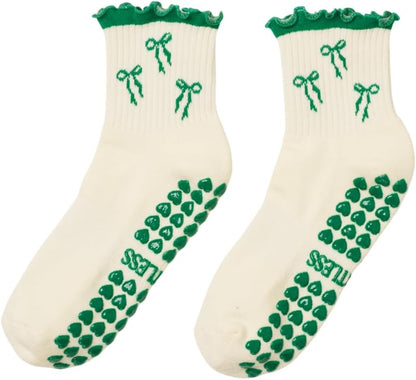 Crew Half Calf Grip Socks, Cutest Fruits Pilates Socks, Ruffle socks, Non-Slip, Barre Yoga Fitness