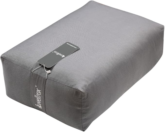 WELLROX Rectangular Yoga Bolster Pillow, 18" x 12" x 6", Pink Cotton