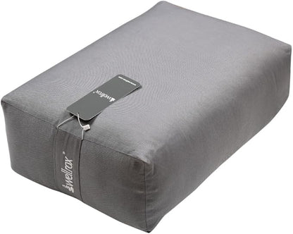 WELLROX Rectangular Yoga Bolster Pillow, 18" x 12" x 6", Pink Cotton