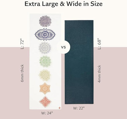 Shakti Warrior TPE Yoga Mat - Artist Designed, Premium eco friendly mats, Non Slip, Non toxic, Great For Regular & Hot Yoga, Pilates and Workouts (72 inch x 24 inch x 6mm thick)