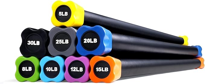 LIONSCOOL Workout Weighted Bar,Padded Exercise Weight Bar, Solid Steel Stretching weighted bar set for Body Sculpting, Physical Therapy,Body Toning