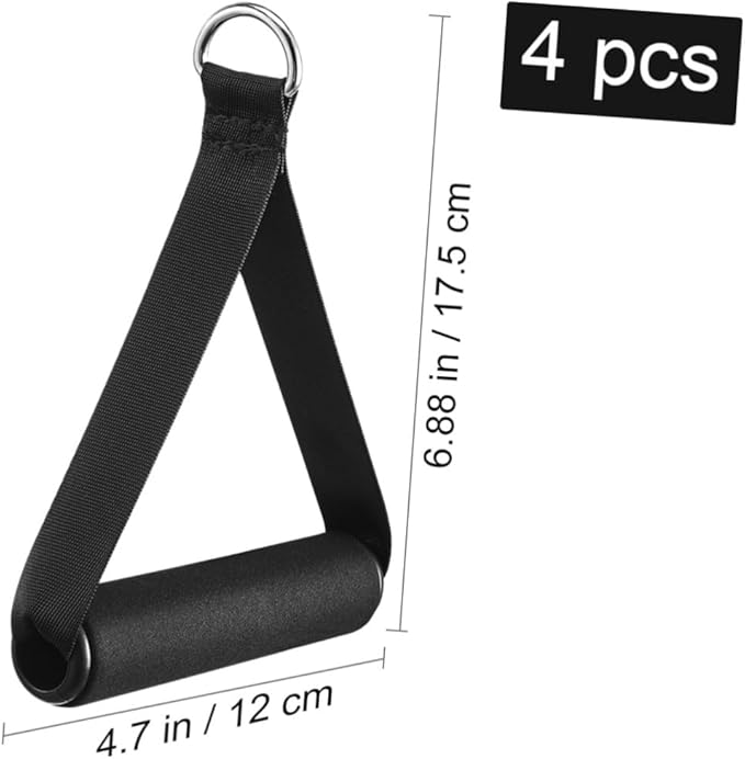 Garneck 4pcs Resistance Band Handles Plastic D Ring Exercise Strap Foam Handle Band Fitness Equipment for Home Gym Overhead Strength Training Stretching Black