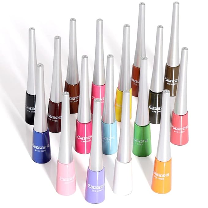 evpct 2Pcs Black Brown Liquid Eyeliner Colorful Set Waterproof Colored Color Eye Liners for Women Stamps Shapes for Eyes delineadores de colores para ojos delineador de ojos contra el agua 06&13