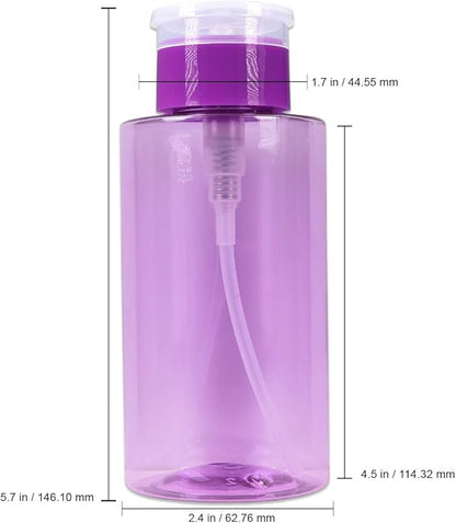 10oz Purple Push Down Pump Dispenser Empty Refillerble Bottle with Flip Top Cap - for Nail Polish, Travel, Cosmetics Packaging