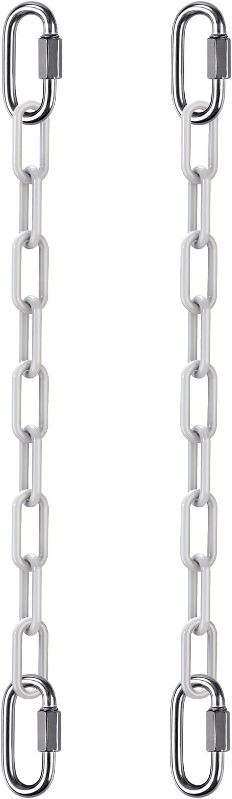 SELEWARE 2 Pcs 100" Hanging Swing Chain with 4 Carabiners, 1000LB Capacity Plastic Coated Hanging Chains, Hammock Hardware Kit for Swing, Hanging Chair, Punching Bags, Indoor Outdoor Gym (White)