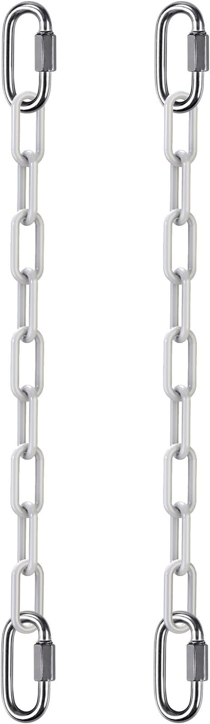 SELEWARE 2 Pcs 100" Hanging Swing Chain with 4 Carabiners, 1000LB Capacity Plastic Coated Hanging Chains, Hammock Hardware Kit for Swing, Hanging Chair, Punching Bags, Indoor Outdoor Gym (White)