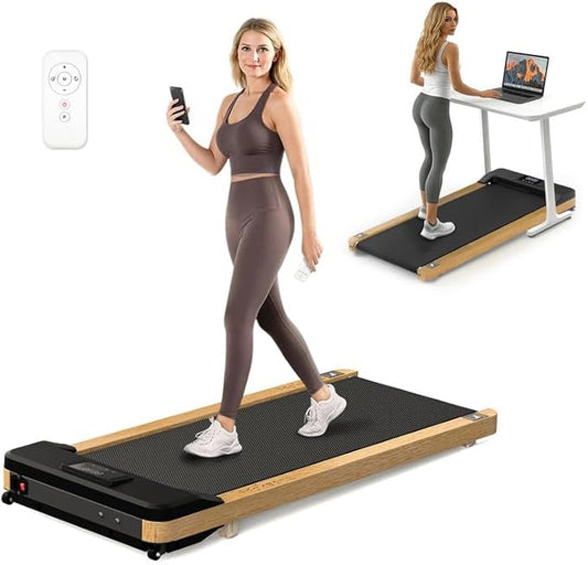 Maksone Portable Walking Pad with Remote Control,Wooden Office Treadmill for Home&Work，LED Dispaly Under Desk Treadmill