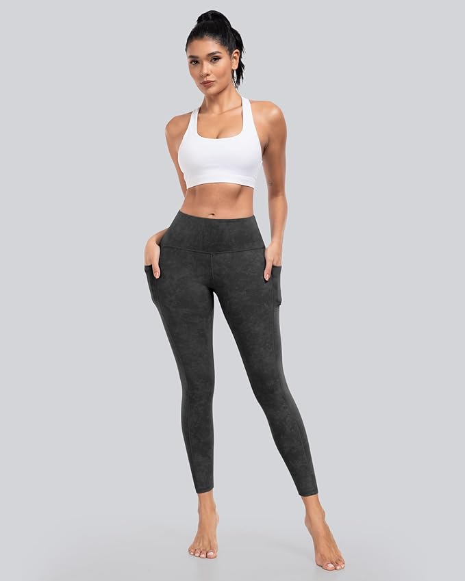 CHRLEISURE Leggings with Pockets for Women, High Waisted Tummy Control Workout Yoga Pants