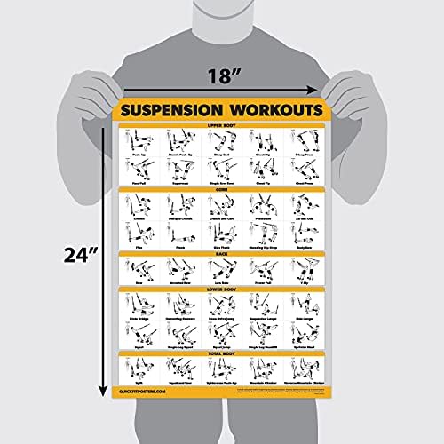 10 Pack - Exercise Workout Poster Set - Dumbbell, Suspension, Kettlebell, Resistance Bands, Stretching, Bodyweight, Barbell, Yoga Poses, Exercise Ball, Muscular System Chart (LAMINATED,18" x 24")