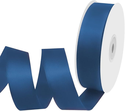 1" Width x 50 Yards Satin Fabric Ribbon, Navy Blue Ribbon Perfect for DIY Bows, Swags, Gift Wrapping, Craft, Flower Bouquet，Christmas and Party Decoration