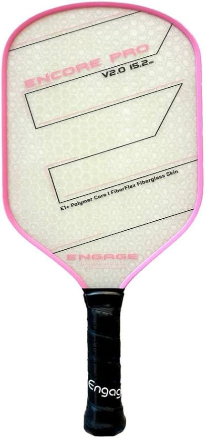 Engage Encore Pro V2.0 Pickleball Paddle – FiberFlex Fiberglass Face for Power & Spin, Available in Two Core Options (12.7mm for Power, 15.2mm for Control), Versatile Hybrid Shape