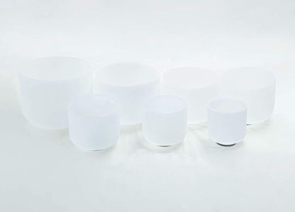 Leize 6-12 inch Chakra Tuned 432hz Set of 7 Flawless Quartz Crystal Singing Bowls with Heavy Duty Carrying Cases and Singing Bowl Mallet Suede Strikers