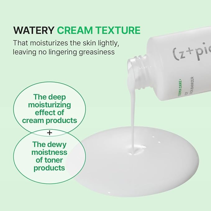 Zipiderm EGF Skin Barrier Cream Toner – Korean Milky Hydrating Formula with Ceramide, Hyaluronic Acid, Rice Bran & Soy Protein, Moisturizing K-Beauty Skincare for Dry Sensitive Skin, 5.07 fl oz