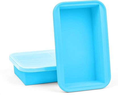 (2 Pack) Large Silicone Freezer Containers For Soup, Pasta Sauce, Leftovers, Broth & More - 6 Cup Reusable BPA Free Non Plastic Food Storage Freezing Ice Trays With Lids & Measurement Lines