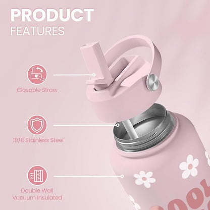 SANDJEST Mom Water Bottle, Cool Moms Club Bottles 32oz Stainless Steel Insulated with Lid, Mom Gifts from Daughter Son, Gifts for Mother's Day Christmas Birthday