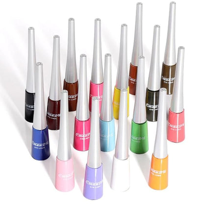 evpct 2Pcs Black & Black Liquid Eyeliner Colorful Set Waterproof Colored Color Eye Liners for Women Stamps Shapes for Eyes delineadores de colores para ojos delineador de ojos contra el agua 13&13