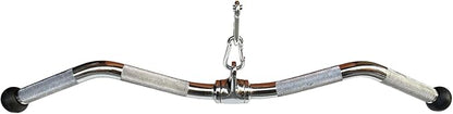 Lat Cable Machine Attachment Curl Pulldown Barbell Revolving Bar, Multi-Exerciser Cable Attachment, Solid Steel Tricep Press Down Bar with Rubber Handgrips & Revolving Hanger