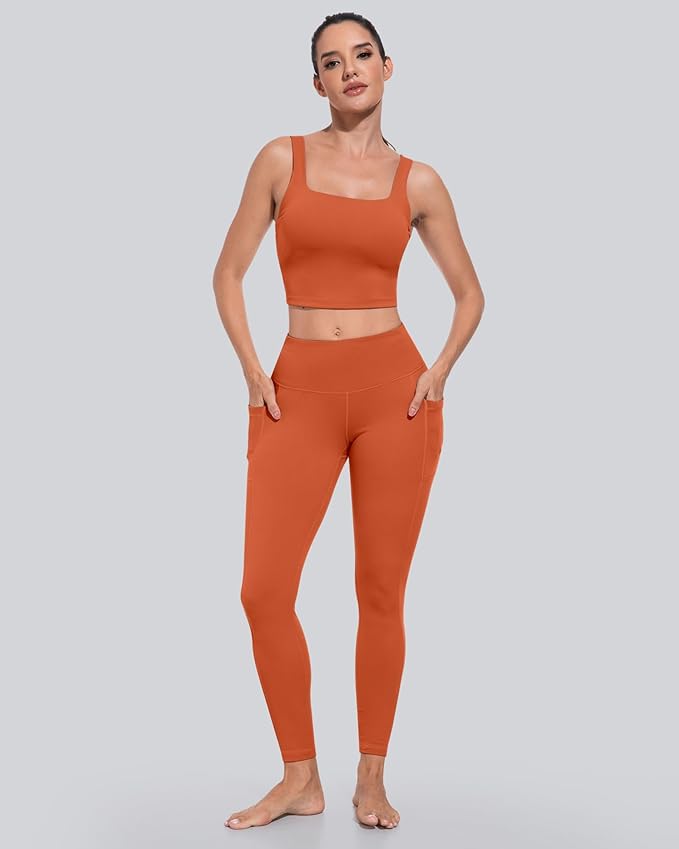 CHRLEISURE Leggings with Pockets for Women, High Waisted Tummy Control Workout Yoga Pants