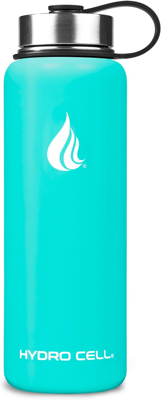 HYDRO CELL Stainless Steel Insulated Water Bottle with Straw - For Cold & Hot Drinks - Metal Vacuum Flask with Screw Cap and Modern Leakproof Sport Thermos for Adults (Teal 40oz)