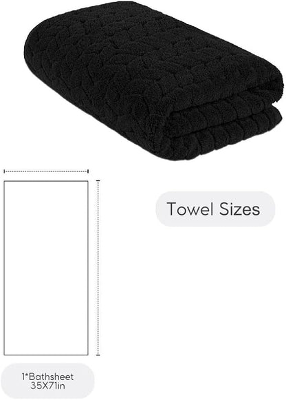 BAGNO MILANO Turkish Bath Towels, Soft Plush Jacquard Luxury Bath Towels, Quick Dry Towel Set (Black, Bath Sheet)