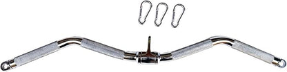 Lat Cable Machine Attachment Curl Pulldown Barbell Revolving Bar, Multi-Exerciser Cable Attachment, Solid Steel Tricep Press Down Bar with Rubber Handgrips & Revolving Hanger
