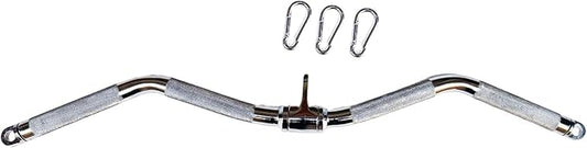 Lat Cable Machine Attachment Curl Pulldown Barbell Revolving Bar, Multi-Exerciser Cable Attachment, Solid Steel Tricep Press Down Bar with Rubber Handgrips & Revolving Hanger