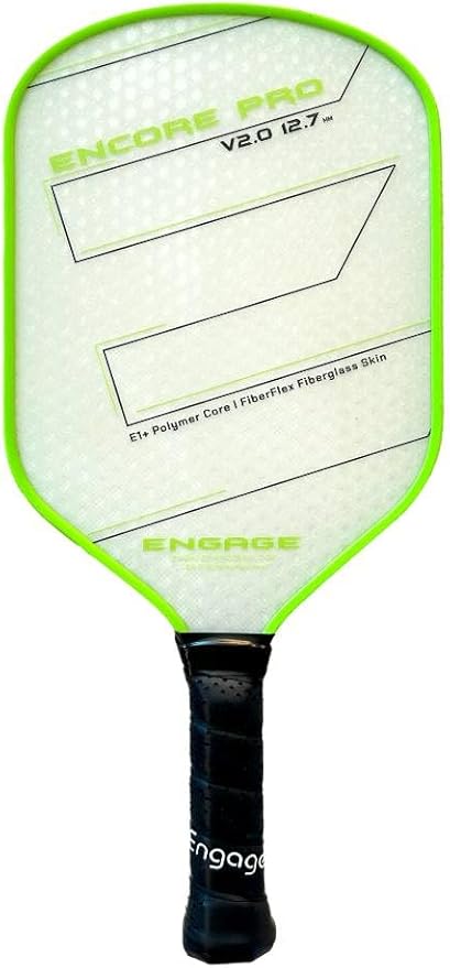 Engage Encore Pro V2.0 Pickleball Paddle – FiberFlex Fiberglass Face for Power & Spin, Available in Two Core Options (12.7mm for Power, 15.2mm for Control), Versatile Hybrid Shape