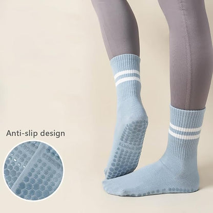 DTWAWA Womens 4Pcs Pilates Grip Socks Non Slip Yoga Socks with Grips Barre Hospital Athletic Socks for Women