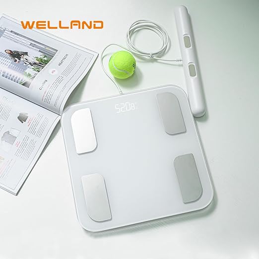 Fitdays Smart Body Fat Scale | Advanced 8-Electrode Technology for BMI/20+ Body Metrics | Full-Color LED & High Precision | Bathroom Weight Scale for Fitness/Weight Loss (FG2001B-A-WHITE)