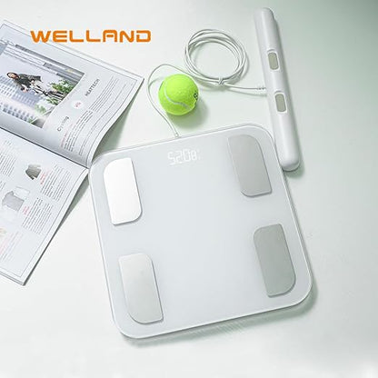 Fitdays Smart Body Fat Scale | Advanced 8-Electrode Technology for BMI/20+ Body Metrics | Full-Color LED & High Precision | Bathroom Weight Scale for Fitness/Weight Loss (FG2001B-A-WHITE)