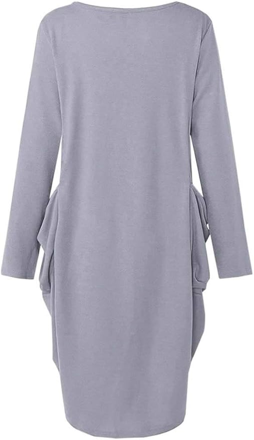 Womens I'm Mostly Peace Love and Light and A Little Go Print Long Sleeve Loose Pocket Oversize Tunic Dress