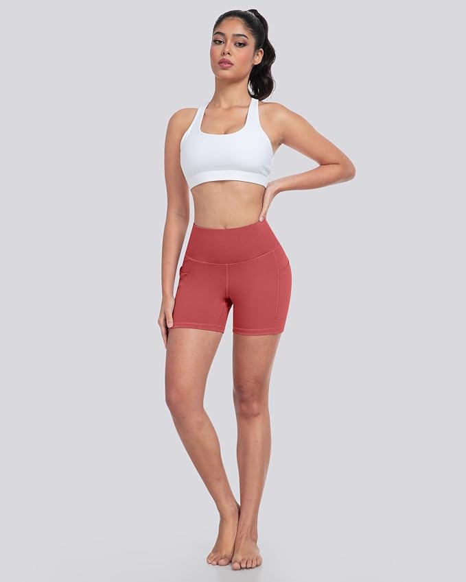 LZYVOO Biker Spandex Shorts Women, High Waisted Tummy Control Workout Yoga Shorts with Pockets