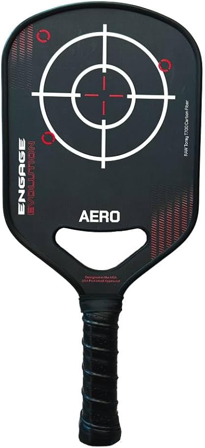 Engage Evolution Aero Pickleball Paddle | Raw Toray T700 Carbon Fiber Pickleball Paddle | Hybrid Elongated Shape | HoldTEK Polymer Core | USAPA Approved | Designed for Power and Control - Scarlet Red