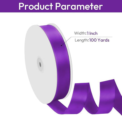1" Width x 100 Yards Satin Ribbon, Purple Ribbon Perfect for DIY Craft, Bows, Gift Wrapping, Flower Bouquet, Valentine's Day, Christmas and Halloween Party Decoration