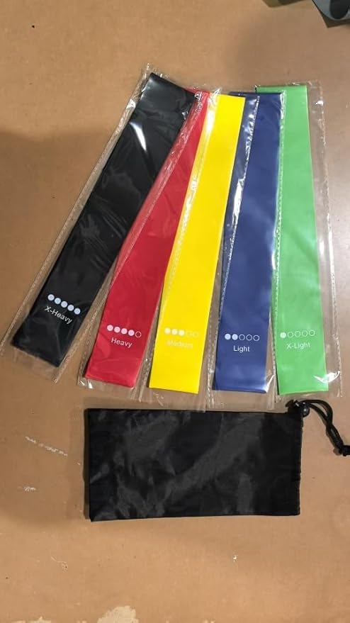 Resistance Bands for Working Out Set of 5, Elastic Exercice Loop Bands for Physical Therapy, Yoga Starter Set of Stretch Bands for Booty Legs, Pilates Flexbands for Men and Women with Carrying Bag