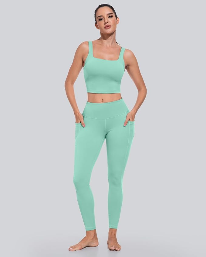 CHRLEISURE Leggings with Pockets for Women, High Waisted Tummy Control Workout Yoga Pants