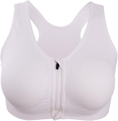 Women's Zipper Front Closure Sports Bra Racerback Yoga Bras