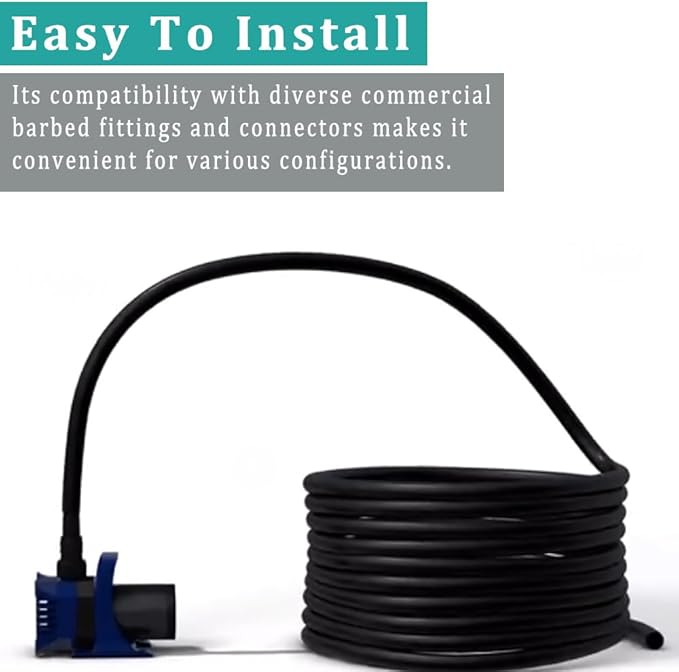 Silicone Tubing 1/4” ID × 3/8” OD - 16FT Black Flexible Food Grade Hose Soft Pure Silicon Tube for Home Brewing Wine Making Hydroponic Pond Pump, Temp Resistance