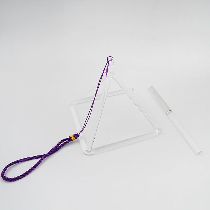 6 Inch Clear Quartz Crystal Singing Pyramid Healing Musical Instrument For Sound Healing Meditation With Crystal Singing Bowl Striker