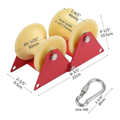 90 Degree Angle Lifting Pulley System Roof Top, Rope Block and Tackle Pulley System for Lifting Heavy Objects, Material Handling and Moving Lifting System with Hooks