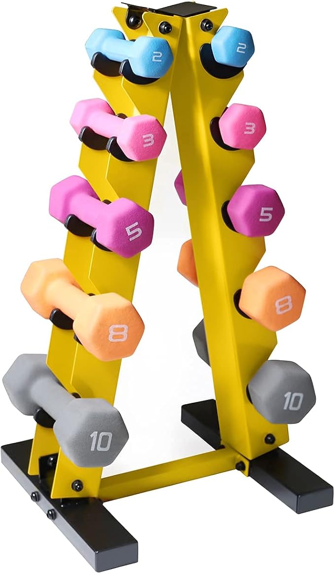 WF Athletic Supply Dumbbell Rack, 5-Tier A-Frame Dumbbell Rack for Dumbbell Storage, Color Options Available in Black/White/Green/Yellow/Red/Pink/Orange & Blue
