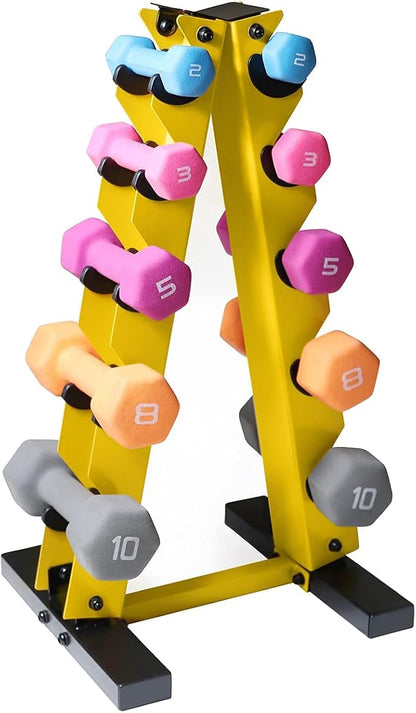 WF Athletic Supply Dumbbell Rack, 5-Tier A-Frame Dumbbell Rack for Dumbbell Storage, Color Options Available in Black/White/Green/Yellow/Red/Pink/Orange & Blue
