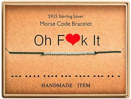 KGBNCIE Morse Code Bracelet for Women Sterling Silver Beads on Silk Cord Secret Message Fuck Friendship Inspirational Encouragement Bracelet Gift for Her