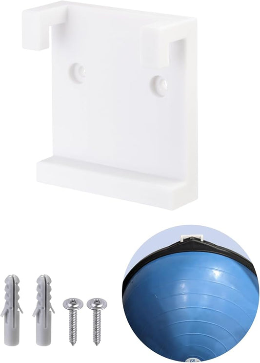 KIBBEH Wall Mount Kit for Exercise Ball Storage Bracket - Heavy Duty Balance Trainer Ball Holder with Hardware, White