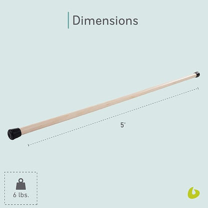 Balanced Body Gondola Pole for Use with Pilates Reformer, Balance Pole for Pilates Exercise, Wooden Exercise Stick for Home Gyms or Studios, 5 feet